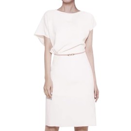 Women's Belt Skinny Soft Genuine Leather Belts Slim Dress Fashion Waist Belt Gold Solid Pearl Shaped Buckle Waistband, Nude