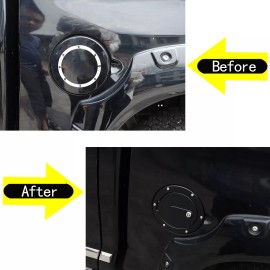 car-attention Alloy Fuel Filler Door Cover Gas Tank Cap W/ Lock Key For Toyota Tundra 2007-21