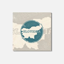 Unbranded Slovenia Map Grunge Travel 4'' X 4'' Square Wooden Coaster