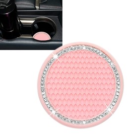 1PCS Car Cup Coasters, Non-Slip Universal Cute Car Coasters for Cup Holder, Car Cup Holder Insert 2.75 Inches Bling Rhinestone Pink Car Essentials Accessories for Women and Men