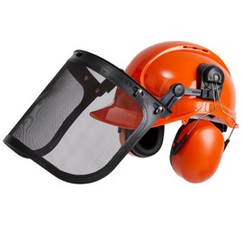 SRsafety Chainsaw Helmet with Face Shield and Ear Protection,Welding Helmet with 6 Point Adjustable Ratchet Suspension for Men&Women,OSHA Approved ABS Construction Hat