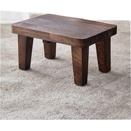 Tung wood step stool with non-slip rubber feet, small step stool for bedroom, kitchen and living room, load capacity up to 300 lbs, sturdy and durable, no assembly required