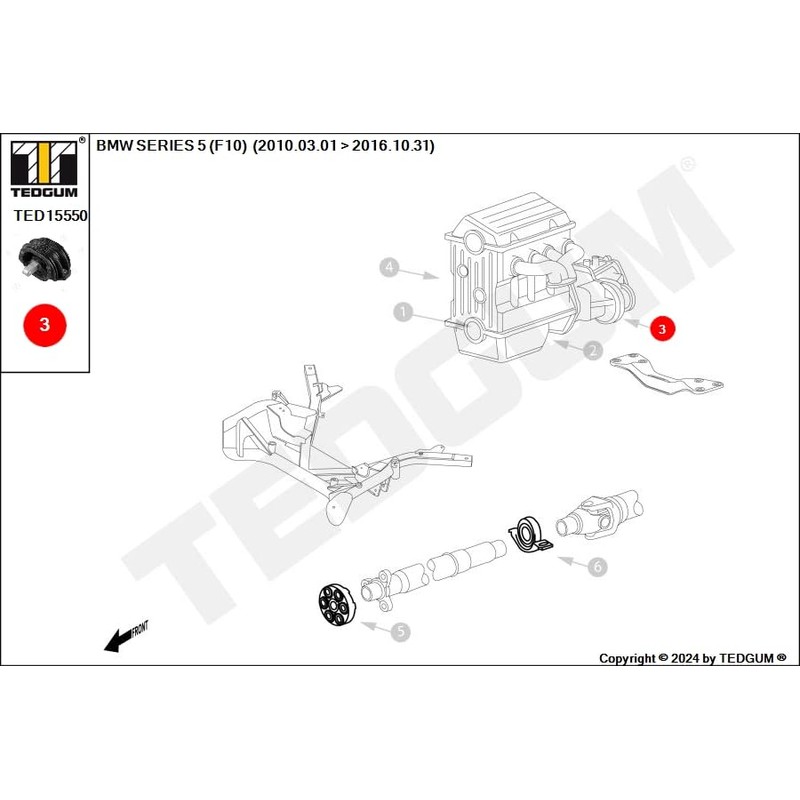 TEDGUM TED15550 TRANSMISSION BRACKET (LEFT/RIGHT)