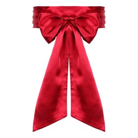 BinXiaoQin Satin Wide Belt for Dress (Red) Satin Belt Fabric Belt Women, Wedding Waist Belt for Dress, Silk Scarf Hair Belt, Satin Ribbon, Belt with Bow, Red, 244 cm Long, 9.5 cm Wide