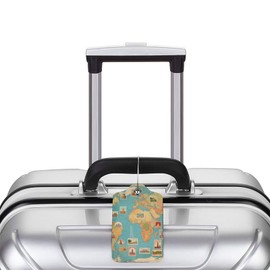 2 Pack Luggage Tag for Suitcase,Travel Stamps PU Leather Baggage Tags with Privacy Name ID Address Labels and Durable Steel Loop for Women Men Travel