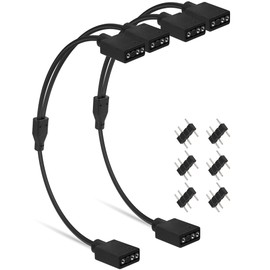 upHere ARGB Fan Power Cable, 2 Branch Cable, 5V 3 Pin ARGB Header Connector for Addressable LED, For RGB Fans and LED Tapes, 2 Pieces (53ARGB2-2)