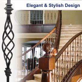 Sidasu 5-Pack Iron Stair Balusters for Staircase Interior, Hollow Big Basket Iron Spindles 1/2" Square Metal Balusters with Swivel Shoes