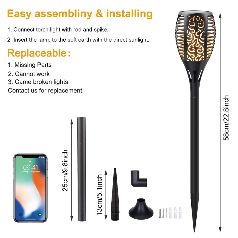 Permande Upgraded Solar Lights Outdoor, Solar Torch Lights with Flickering