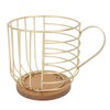 Coffee Pod Holder Iron Large Capacity Space Saving Wooden Base