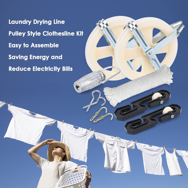 TooTaci Outdoor Clothesline Kit, 5" Nylon Clothes Line Pulley Kit,