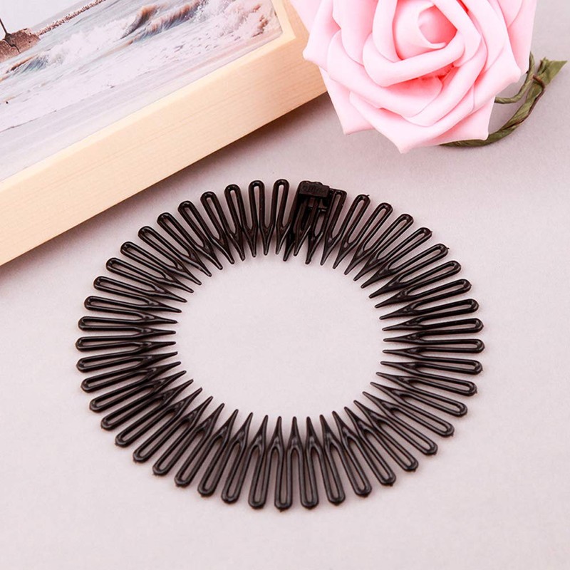 8Pcs Full Circle Spring Head Band Comb Plastic Flexible Hair