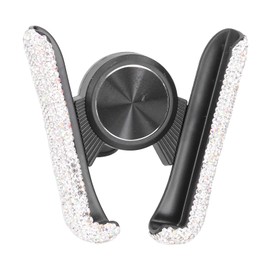 Entatial Adjustable Auto Cell Phone Mount, Firm Bling Car Phone Holders Rhinestone Anti Scratch Universal for Girls for Women for Automobile Decoration(white)