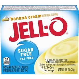 Jello Sugar Free Banana Cream Pudding 25 g (Pack of 3), Fat Free, Low Carb