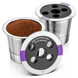 Universal Refillable Coffee Pods with 5 Holes, Suitable for k cups, Stainless steel reusable compatible with keurig 1.0 & 2.0 coffee machines brewers refillable (2)