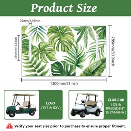 peacoblue Golf Cart Seat Covers Towel Tropical Plants 100% Microfiber 51"x31" Golf Cart Seat Blanket Cushions Golf Accessories Universal Fit for Club Car EZGO Yamaha Precedent 2-Seat Golf Carts