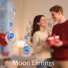 925 Sterling Silver Moon Earrings with Blue Zircon Drop Dangle
