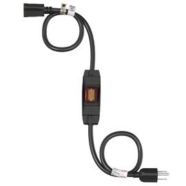 FIRMERST 1875W Outdoor Extension Cord with Switch Waterproof Black 3 Feet