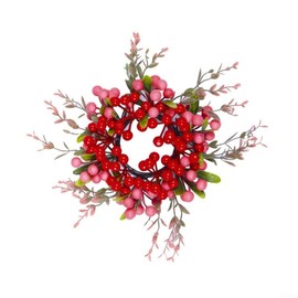 Cloudpower Red Berry Wreath for Front Door, 30 cm Winter Wreath, Artificial Pip Berry Wreath, Wall Wreath, Artificial Door Wreath, Red Berry Branches for Valentine's Day, Wall and Window Decorations