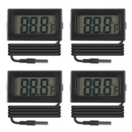 AOICRIE 4 Pieces Mini Digital Temperature 1 Metre Fahrenheit, LCD Digital Hygrometer Thermometer with Rod, Meter Humidity Meter for Greenhouse Home Office Cars (4 Pack)