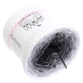Farbverlaufsgarn Bobbel Wolle Größe wählbar Strickwolle Häkeln (Black & White - Weiß außen, 300g/1500m - 3Fach)