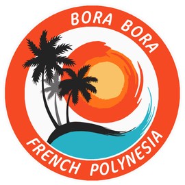 Bora Bora, French Polynesia Tropical Scene Decorative Car Truck Window Sticker Decal Vinyl Die-Cut Badge Emblem Vacation Souvenir Travel Gear Ocean Island Beach