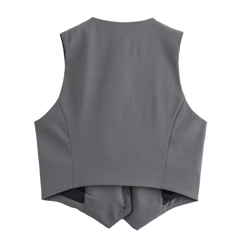 Happy Cherry Women's Plain Suit Vest Button Under V-Neck Vest