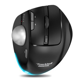 Docooler F-33 Wireless Trackball Mouse - Easy thumb control, Precision and Smooth Tracking, Tri-Mode Ergonomic Mouse wirh Programmable and Adjustable Mouse Angle Compatible for PC, Laptop - Black