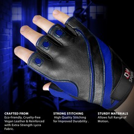 DXM SPORTS Workout Gloves for Men and Women, Gym Weight Lifting Gloves with Wrist Support - Breathable, Anti-Slip Gloves for Exercise, Fitness, Cycling, Training, Outdoor Sports (Blue, Large)