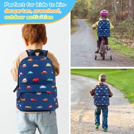 Kids Backpack Boys Larger Backpack Toddler Backpack Children's School Bag Backpack Rucksack Bag children Preschool Bag Kindergarten Toddler Canvas Backpack (Dark Blue Car, XL)