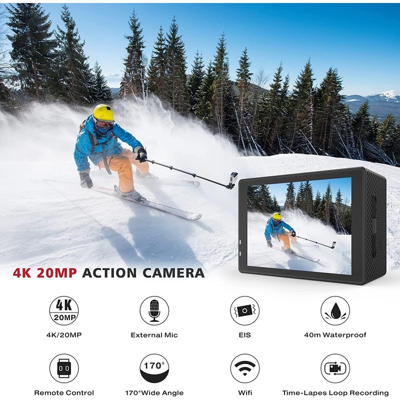 Campark 📸Campark 4K Video 20MP WIFI Action Camera Waterproof Sports