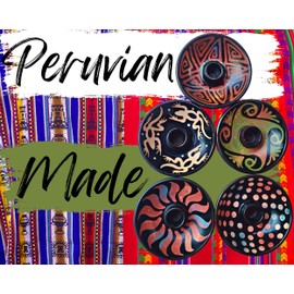 Artisan Palo Santo Sticks Holder w/Stand Gift Set, Smudge Bowl, Hand-Crafted Chulucanas Peruvian Pottery Bowls for Palo Santo Candle, Incense Burning, Smudging Sage (Black/White Geico & Stand)