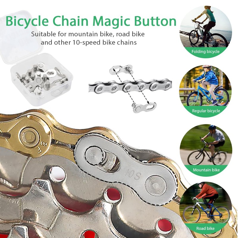 Evponk 10 Pairs 10 Speed Silver Bicycle Chain Magic Links