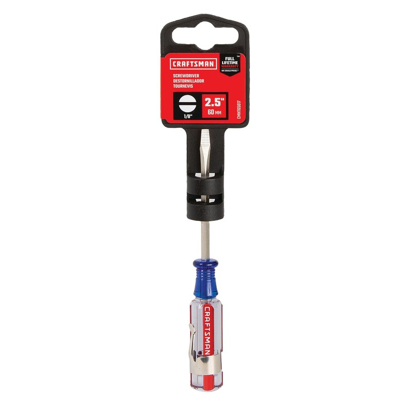 CRAFTSMAN Screwdriver, 1/8-in x 2-1/2 in Slotted, Acetate Handle (CMHT65017)