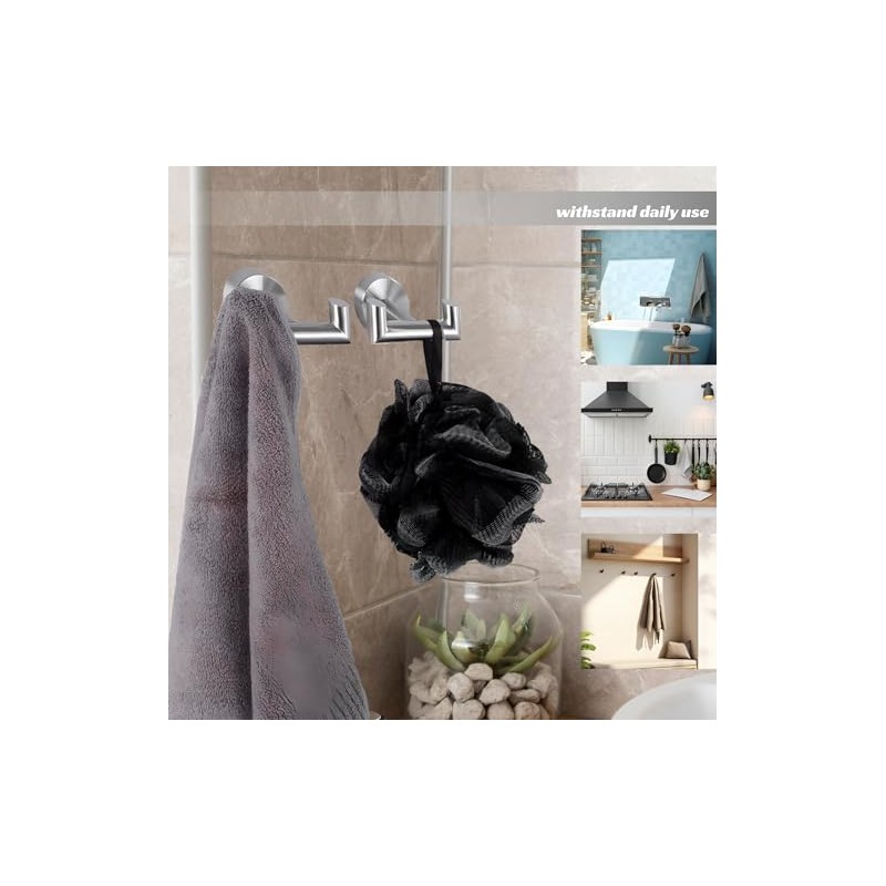 Set of 2 Double Brushed Nickel Towel Holder for Bathrooms