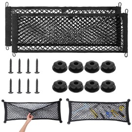 2 PCS Cargo Net for Pickup Truck Bed, 10 x 30 Inch Automotive Truck Bed Cargo Netting for Secure Cargo Management, Stretchable Tailgate Net, Compatible for Truck Car SUV Boats