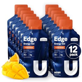 UCAN Geles energéticos Edge Energy Shots, sabor a naranja y mango (12 paquetes de 2 onzas) para correr, entrenar, hacer ejercicio, hacer ejercicio,...