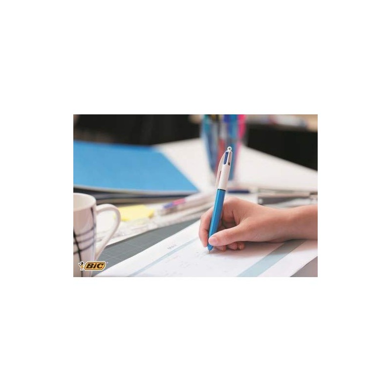 BIC 4 Colours Ballpoint Pen Blue Barrel Pack x 1