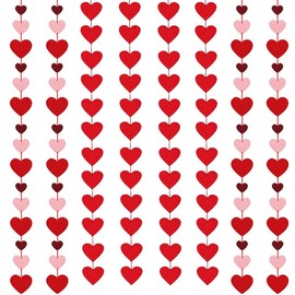 Heart Garland Set of 100 Red Hearts on 20m Red String, Perfect for Valentines Day Decorations Paper, Galentines, Valentines Decor, Birthday, Bridal Shower, Wedding & Anniversary Parties