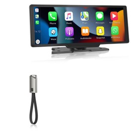 BoxWave Cable Compatible with Roinvou Portable Car Stereo (10.26 in) - USB Type-C Keychain Charger, Key Ring USB Type-C to Type-A 8 in USB Cable - Jet Black