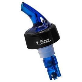Blue Plastic 1.5 oz. Measured Liquor Pourer w/Collar, Dozen