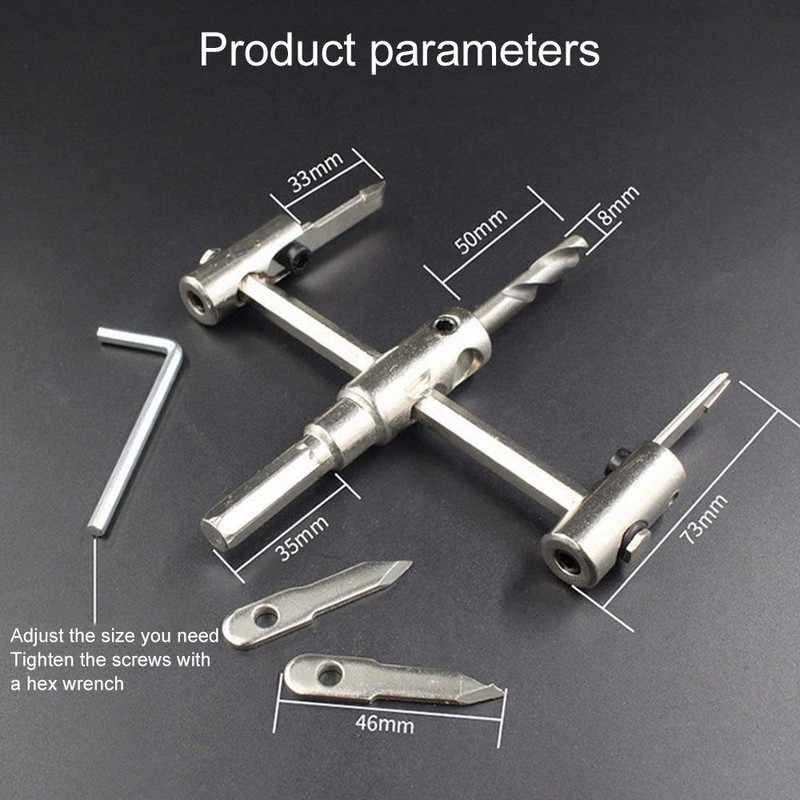 Adjustable Circle Hole Cutter Saw Kit Wood Drill Bit Saw