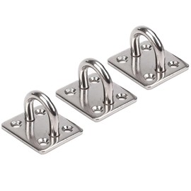 AstarFavor Pack of 4 M5 Stainless Steel Eye Plate with Eyelet, Ceiling Hook, Wall Hook, Ceiling Mounting, Stainless Steel Deck Plate, with 4 Pieces M5 Stainless Steel Carabiner for Boat Rigging Swing
