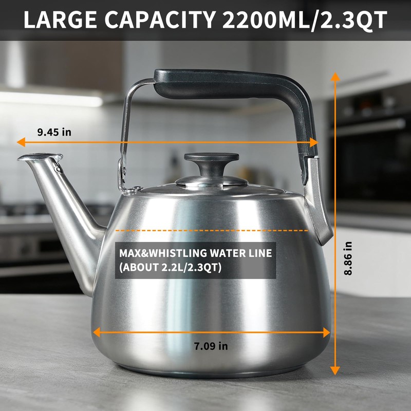 SADOMAIN Tea Kettle, Whistling Stovetop Tea Kettle, Large Capacity Teapot