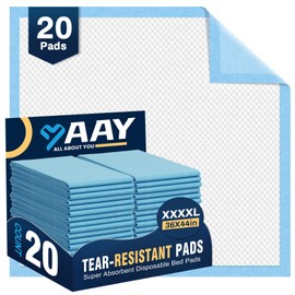 AAY Heavy Duty Disposable Bed Pads 36"X44" (20pcs) Tear-Resistant Cloth Backing Underpads Extra Large Super Absorbent Pee Pads Incontinence Waterproof Chucks Pads for Adults Elderly, Kids or Puppy