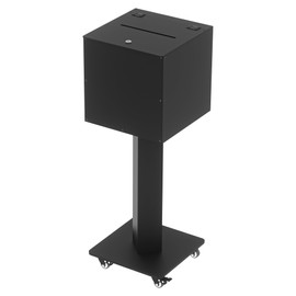 GARVIN Acrylic Donation Box with Stand, Suggestion Box with Slot and Lock, Secure Voting Box with Wheels for Fundraising, Charity Events, Schools, Churches & Public Spaces, 13.78"x13.78"x13.78"