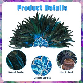 Goenb Feather Headband, Mardi Gras Feather Headpiece for Women Showgirl Costume Headress Accessories for Carnival Party