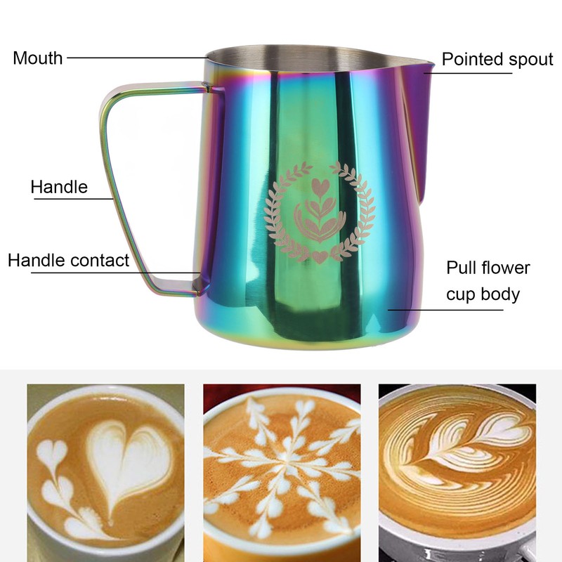 Frothing Pitcher 304 Stainless Steel Pull Flower Cup Coffee Milk