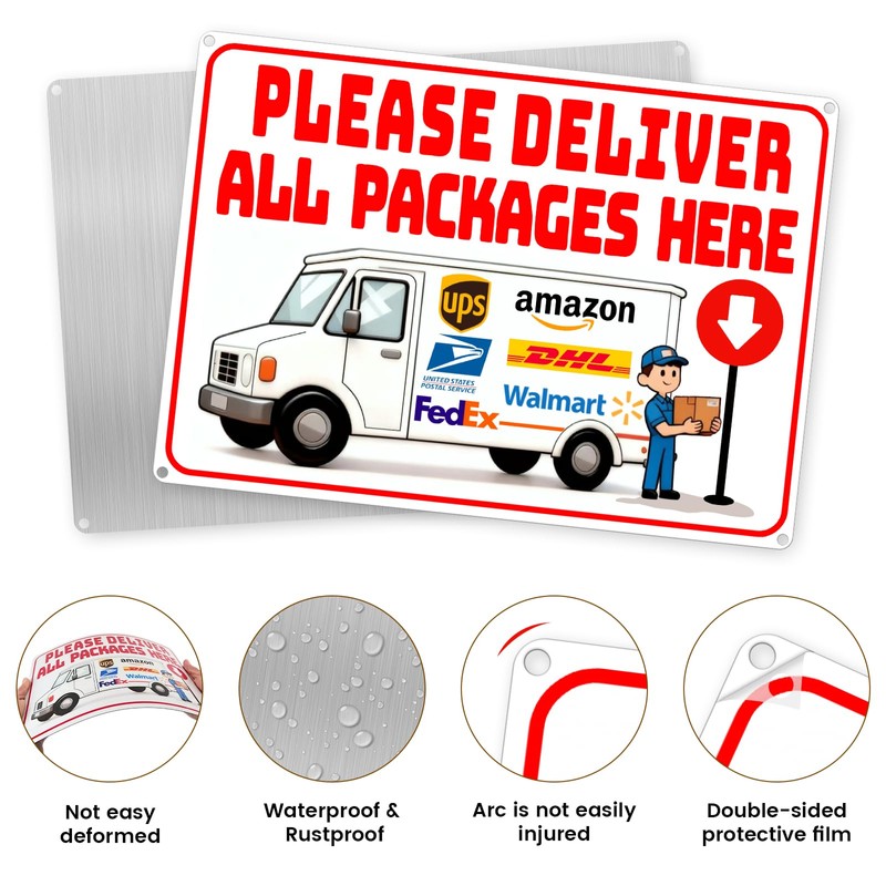 14 x 10" Delivery Signs for Packages, Please Deliver All