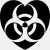 CafePress Biohazard HeartBl Small Die Cut Sticker, 3"x4" Matte Finish