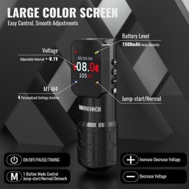 Wormhole Tattoo Gun 85pcs Tattoo Kit Complete Wireless Pen Kit Aluminum Alloy Smart Tattoo Pen with 1500mAh Power Supply Tattoo Supplies for Professional Tattooist WTK377